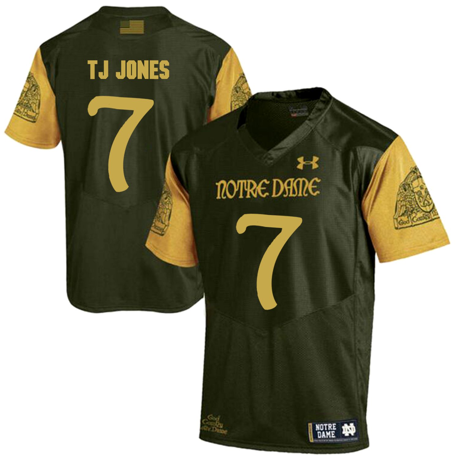 Men Norte Dame Fighting Irish #7 Tj Jones Green Customized NCAA Jerseys->customized ncaa jersey->Custom Jersey